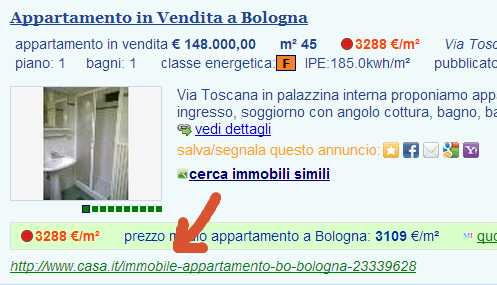 Dove trovare l'url dell'annuncio